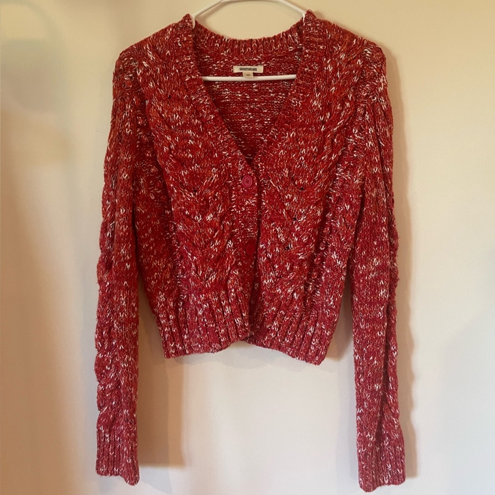 Goodthreads Marled Red Cardigan Sweater